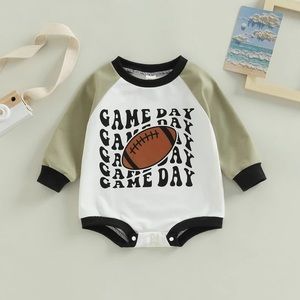 🚨SOLD🚨Green Game Day Baby Bubble romper